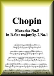 ショパン　マズルカ第５番　変ロ長調　Ｏｐ．７　Ｎｏ．１　ピアノ・ソロ